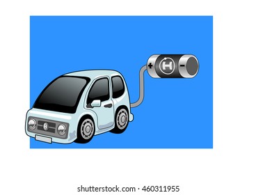 Hydrogen car. Vector illustration nice to illustrate green and new sustainable energy topics