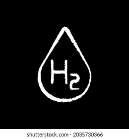 Icono de tiza de hidrógeno. El vector aisló la ilustración negra.