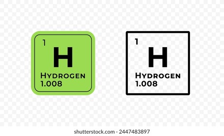 Hydrogen, chemical element of the periodic table vector design