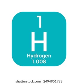 Hydrogen, chemical element of the periodic table vector design. Symbol Illustration Icon. Background Education.