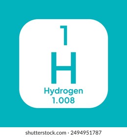 Hydrogen, chemical element of the periodic table vector design. Symbol Illustration Icon. Background Education.