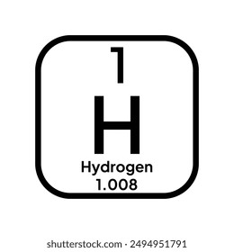 Hydrogen, chemical element of the periodic table vector design. Symbol Illustration Icon. Background Education.