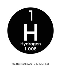 Hydrogen, chemical element of the periodic table vector design. Symbol Illustration Icon Education