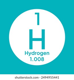 Hydrogen, chemical element of the periodic table vector design. Symbol Illustration Icon Education