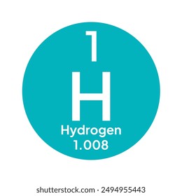 Hydrogen, chemical element of the periodic table vector design. Symbol Illustration Icon Education