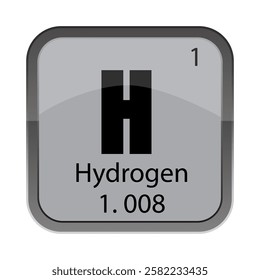 Hydrogen chemical element. Symbol H block. Atomic number 1. Mass 1.008 detail.