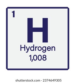 Hydrogen Chemical Element Symbol Vector Image Illustration Pictogram On White Background