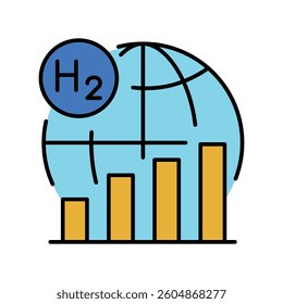 Hydrogen economy color line icon.  Sign for web page, mobile app, button, logo. Vector isolated button. Editable stroke.