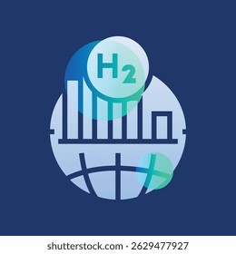 hydrogen economy glassmorphism illustration. Transparency blur elements. Ui layered design