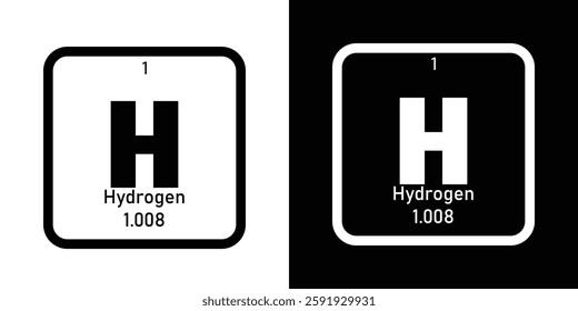 Hydrogen element icon. H. chemical periodic element icon. eps