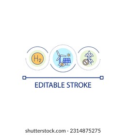 Hydrogen energy effect loop concept icon. No visible deterioration of landscape. Alternative fuel abstract idea thin line illustration. Isolated outline drawing. Editable stroke. Arial font used