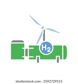 Hydrogen energy flat icon. Vector isolated element. Editable stroke.
