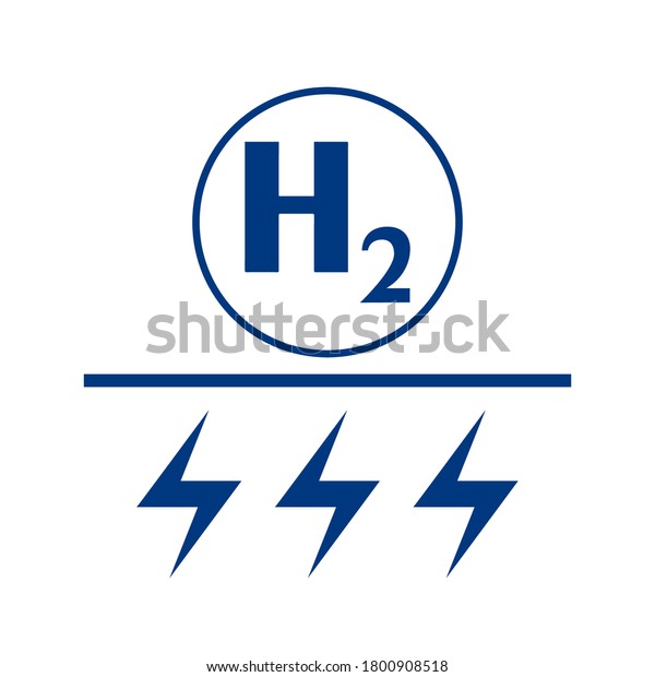hydrogen is the energy of the future.\
H2 and energy icon. Environmentally friendly fuel. Black silhouette\
illustration vector isolated on white\
background.