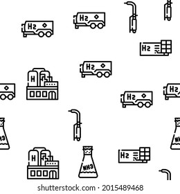 Wasserstoff-Energie-Gas-Vektorgrafik nahtloser Muster-Thin-Line-Illustration