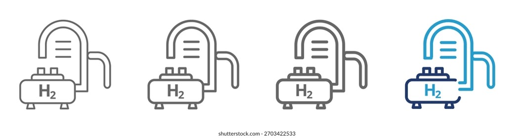 Hydrogen energy icon set.  Editable stroke. Vector illustration.