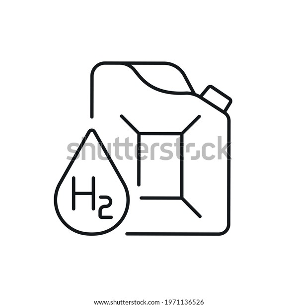 Hydrogen Energy linear icon. Car\
fuel. Sustainable Energy. Thin line customizable illustration.\
Contour symbol. Vector isolated outline drawing. Editable\
stroke