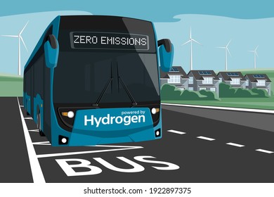 A hydrogen fuel cell bus concept. Vector illustration