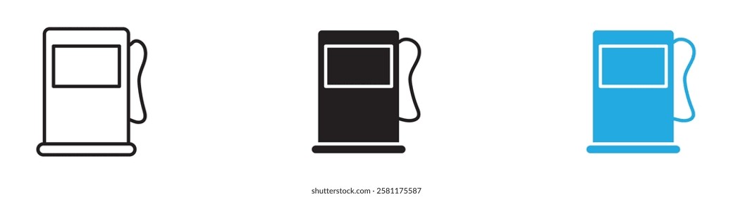 Hydrogen fuel pump icon black white vector outline