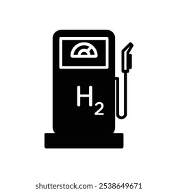 Conjunto de símbolos de línea plana de icono de bomba de combustible de hidrógeno.