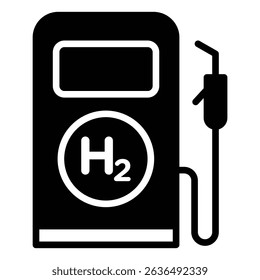hydrogen fuel pump icon Flat outline fill black and white