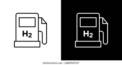 hydrogen fuel pump icon line symbol concept, vector illustration