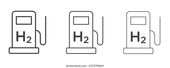 hydrogen fuel pump icon in line art doodle style. Editable stroke outline sign, eps 10