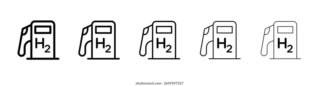 hydrogen fuel pump icon or logo illustration outline black style