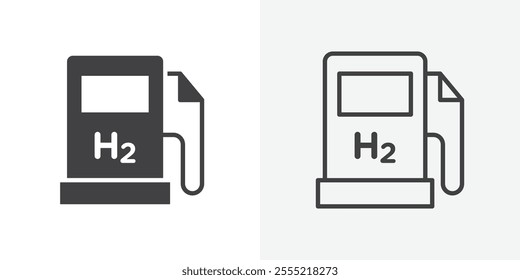 Hydrogen fuel pump icon. outlined vector style.