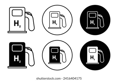 hydrogen fuel pump vector icon set collection. hydrogen fuel pump Outline flat Icon.