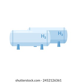 Hydrogen fuel storage. Hydrogen production process, eco natural resources cartoon vector illustration