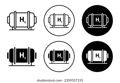 Hydrogen gas icon. H2 fuel storage tank symbol. Clean power container vector. renewable energy gas sign.