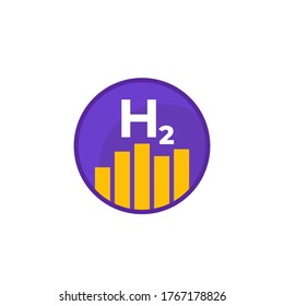 icono de niveles de gas hidrógeno, vector plano