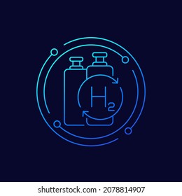 icono vectorial de la línea de recarga de gas de hidrógeno