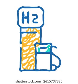 hydrogen gas station doodle icon sketch vector. hydrogen gas station sign. isolated symbol illustration