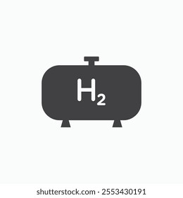 Hydrogen gas tank black solid vecor icon