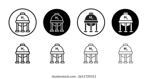 Hydrogen gas tank icon Flat simple outline set