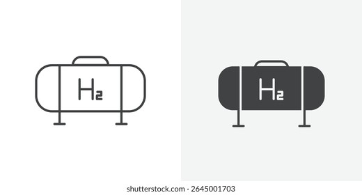 Hydrogen gas tank icon Outline vector sign