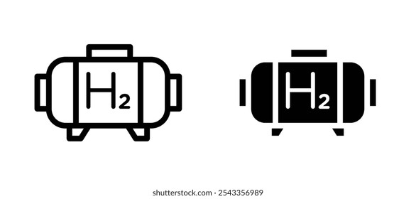 Hydrogen gas tank icon symbol collection on white background.
