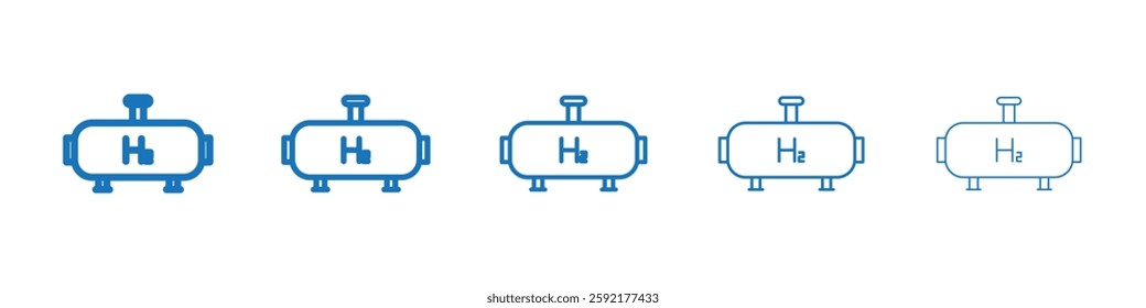 Hydrogen gas tank icon Symbol collection thin outline set