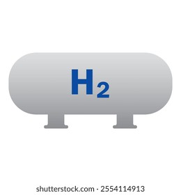 Hydrogen gas tank icon with text H2 isolated on a white background. Concept of clean energy and renewable power energy production - hydrogen gas pipeline for clean electricity. H2 fuel alternative.