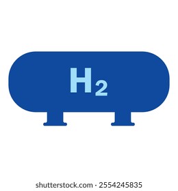 Hydrogen gas tank icon with text H2 isolated on a white background. Concept of clean energy and renewable power energy production - hydrogen gas pipeline for clean electricity. H2 fuel alternative.