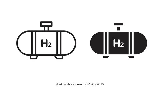 Hydrogen gas tank icons in flat and line style set.