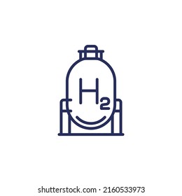 hydrogen gas tank line icon, industrial storage