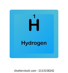 Hydrogen H Chemical Element vector illustration diagram, with atomic number and mass. Simple flat dark gradient design for education, lab, science class.