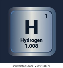 Hydrogen H icon. Number One. Mass 1.008 detail. Vector Background.