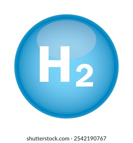 Símbolo de icono de burbuja azul de hidrógeno H2. modelo químico. Concepto de hidrógeno H2. Energías renovables. Energía del hidrógeno basada en fuentes de energía renovables y electricidad. Ilustración vectorial EPS.