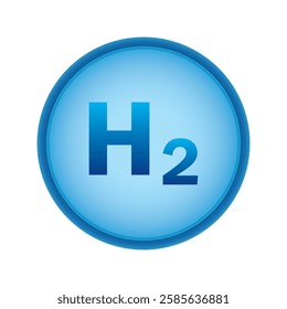 Hydrogen H2 blue bubble icon symbol. chemical model. Concept of hydrogen H2. Renewable eco-energy. Hydrogen energy based on renewable energy sources and electricity. Vector illustration EPS.