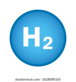 Hydrogen H2 blue bubble icon symbol. chemical model. Concept of hydrogen H2. Renewable eco-energy. Hydrogen energy based on renewable energy sources and electricity. Vector illustration EPS.