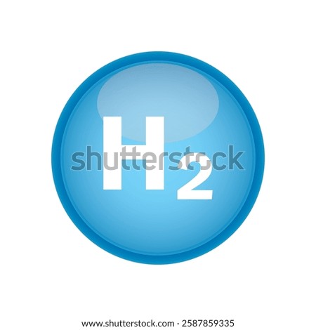 Hydrogen H2 blue bubble icon symbol. chemical model. Concept of hydrogen H2. Renewable eco-energy. Hydrogen energy based on renewable energy sources and electricity. Vector illustration EPS.