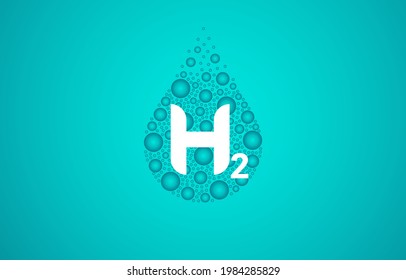 Hydrogen H2 droplet bubble logo design. Hydrogen icon vector illustration.